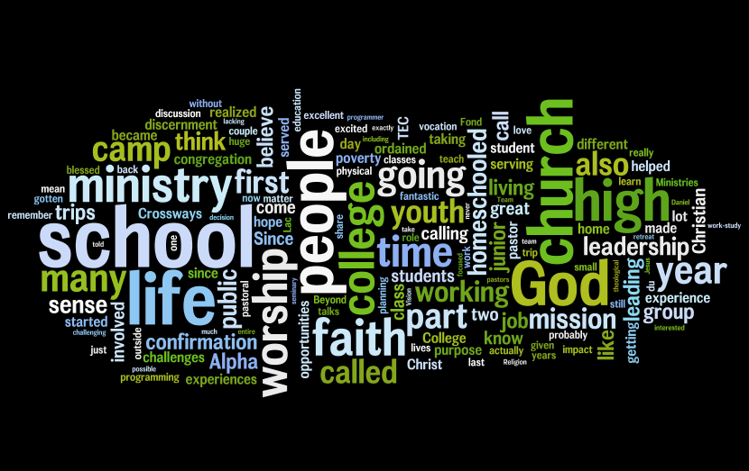 Wordcloud of candidacy entrance essay