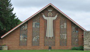 Street view of the mosaic at St. Peter Lutheran Church