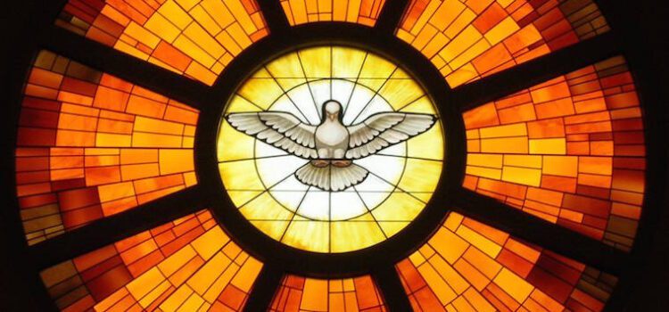 Pentecost Dove in Stained Glass Fire