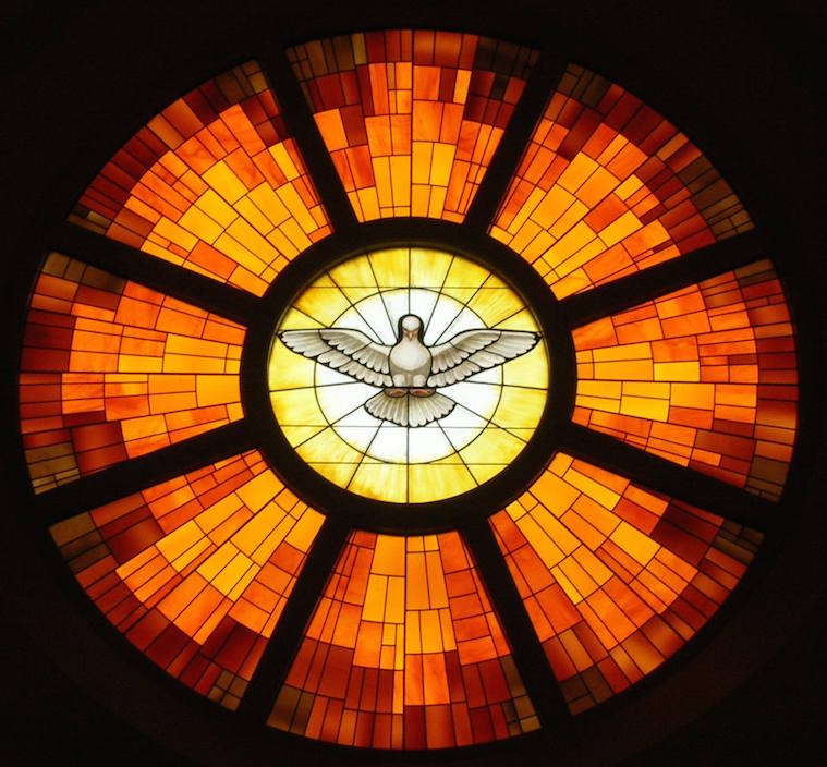 Pentecost Dove in Stained Glass Fire