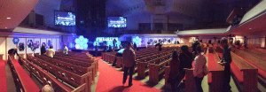 Panoramic picture of Wooddale church sanctuary