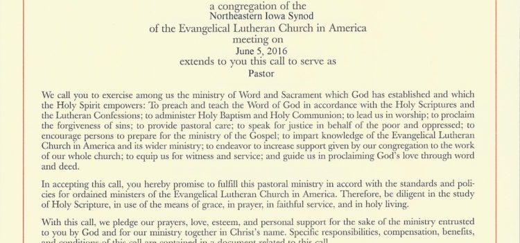 ELCA Letter of Call