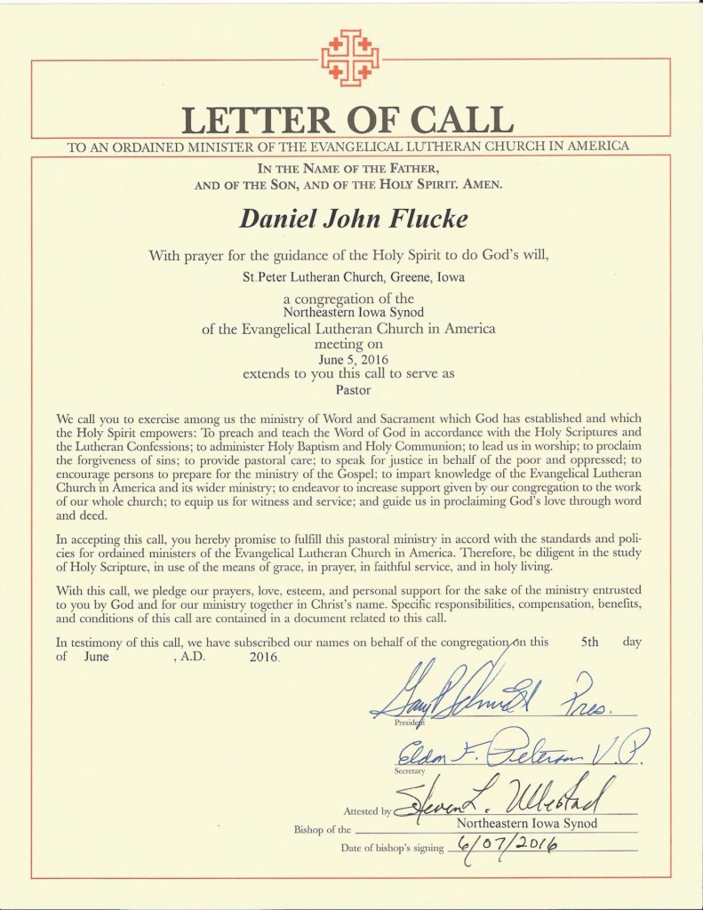 ELCA Letter of Call