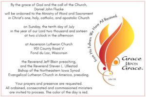 Daniel Flucke Lutheran Ordination Announcement