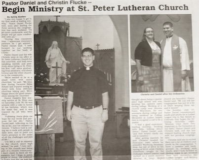 Daniel and Christin Flucke Begin Ministry at St. Peter Lutheran Church