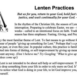March 2021 Newsletter Column: Lenten Practices