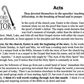April 2021 Newsletter Column: Acts