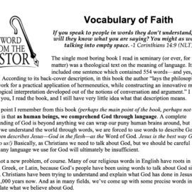 May 2021 Newsletter Column: Faith Vocabulary