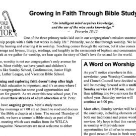 September 2021 Newsletter Column: Growing in Faith Through Bible Study