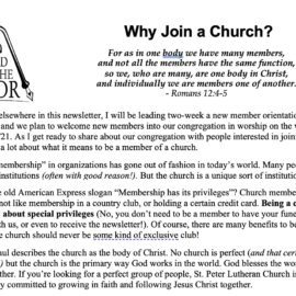 November 2021 Newsletter Column: Why Join a Church?